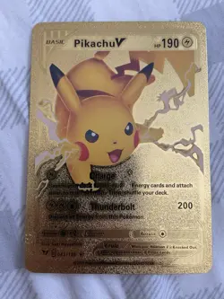 Pikachu V Gold Foil Textured Fan Art Card - Vivid Voltage 2020 Pokemon - Image 1