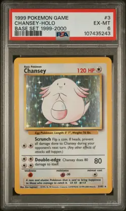 PSA 6 - Pokemon Base Set Chansey - 4th Print - 1999-2000 - Uk print - POP 22 - Image 1