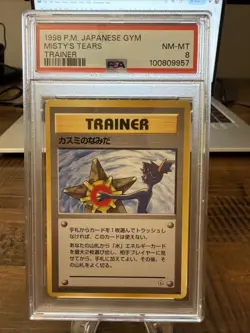 1998 Pokemon Japanese Gym Trainer Misty’s Tears PSA 8 (Banned Art) - Image 1