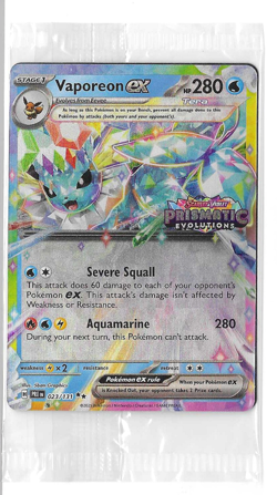 Pokemon Vaporeon ex 023/131 Prismatic Evolutions Surprise Box Sealed Promo Card - Image 1