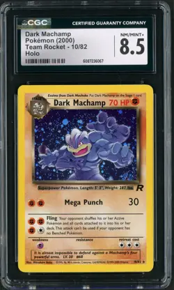 2000 Pokemon Team Rocket Unlimited Dark Machamp Holo Rare 10/82 CGC 8.5 - Image 1