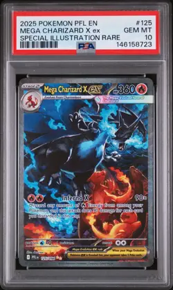 PSA 10 GEM MT 2025 POKEMON PFL EN-PHANTASMAL FLAMES #125 MEGA CHARIZARD X ex SIR - Image 1