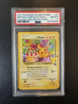 2021 Pokemon Celebrations Birthday Holo #24 Black Star PSA 8 - Image 1