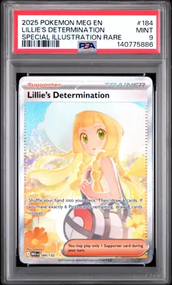 2025 POKEMON MEG SPECIAL ILLUSTRATION RARE #184 LILLIE'S DETERMINATION PSA 9 - Image 1