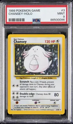 1999 POKEMON BASE SET UNLIMITED #3 CHANSEY-HOLO PSA 9 - Image 1