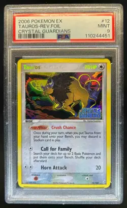 2006 Pokemon EX Crystal Guardians Tauros Reverse Holo #12/100 PSA 9 - Image 1