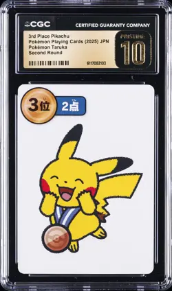 2025 POKEMON PLAYING CARDS JPN 3RD PLACE PIKACHU CGC 10 PRISTINE - Image 1