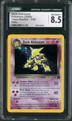 2000 Pokemon Team Rocket Unlimited Dark Alakazam Holo Rare 1/82 CGC 8.5 - Image 1