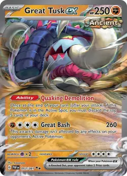 Pokemon TCG Great Tusk ex 053/091 SV: Paldean Fates Holo NM - Image 1