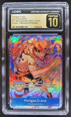 2025 ONE PIECE CCG PORTGAS.D.ACE ALTERNATE ART P-074 CGC 10 PRISTINE TL3 - Image 1