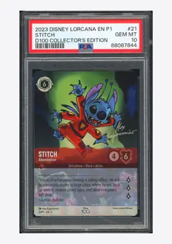 Disney Lorcana PSA 10 Stitch 2023 21/P1 D100 Collector's Edition English - Image 1