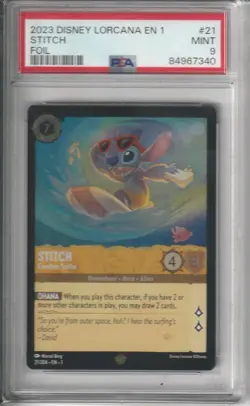 STITCH FOIL 21/204 DISNEY LORCANA THE FIRST CHAPTER ENG 2023 PSA 9 - Image 1