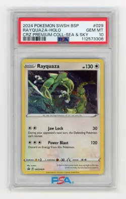 2024 Pokemon Rayquaza SWSH029 Black Star Promo Holo Card Cosmos PSA 10 - Image 1