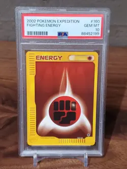 PSA 10 GEM MINT Fighting Energy 160/165 Expedition Base Set Pokemon Card - Image 1