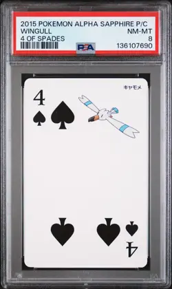 2015 POKEMON ALPHA SAPPHIRE PLAYING CARDS 4 OF SPADES WINGULL PSA 8 - Image 1