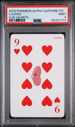 2015 POKEMON ALPHA SAPPHIRE PLAYING CARDS 9 OF HEARTS LUVDISC PSA 9 - Image 1