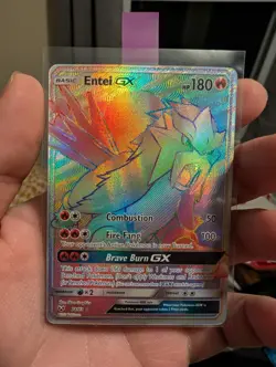 Entei GX Hyper Rainbow Secret Rare 74/73 Shining Legends Pokemon Card NM - Image 1
