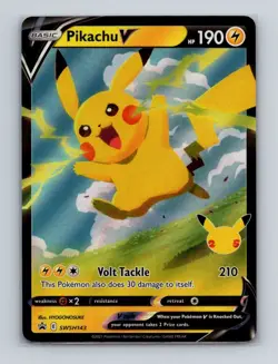Pikachu V SWSH143 Pokemon Sword & Shield Celebration's Black Star Promo Card NM+ - Image 1