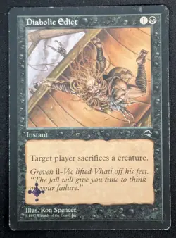 MTG Diabolic Edict- STAMPED -Tempest Magic the Gathering Card # 128 - Image 1