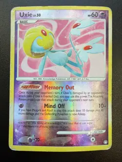 Uxie 18/123 Mysterious Treasures Reverse Holo Rare Pokemon Trading Card - Image 1