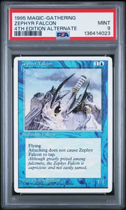 MTG - Zephyr Falcon - ALTERNATE 4th Edition Magic - Graded PSA 9 - Image 1