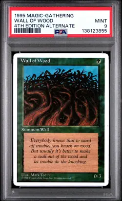 MTG - Wall of Wood - ALTERNATE 4th Edition Magic - Graded PSA 9 - Image 1