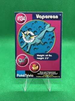 Vaporeon #134 Burger King Exclusive Mewtwo Strikes Back PokeTrivia 1999 Pokemon - Image 1