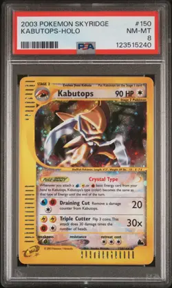 2003 POKEMON SKYRIDGE #150 KABUTOPS-HOLO PSA 8 - Image 1