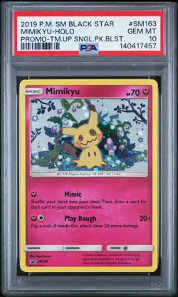 2019 POKEMON SM BLACK STAR PROMO #SM163 MIMIKYU-HOLO PSA 10 - Image 1