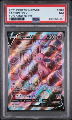 2021 POKEMON SWORD & SHIELD EVOLVING SKIES #180 FULL ART/ESPEON V PSA 7 - Image 1
