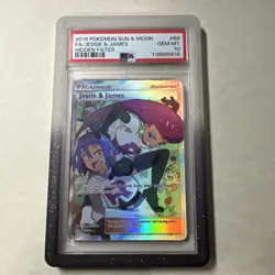 2019 POKEMON SUN & MOON HIDDEN FATES #68 FULL ART/JESSIE & JAMES PSA 10 - Image 1
