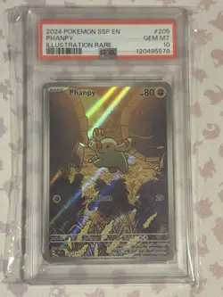 2024 POKEMON SSP EN-SURGING SPARKS ILLUSTRATION RARE #205 PHANPY PSA 10 - Image 1
