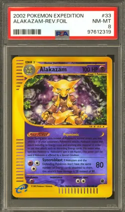 Pokemon Expedition Reverse Holo Foil Alakazam 33/165 PSA 8 - Image 1