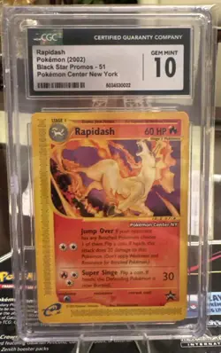 CGC 10 GEM MINT Rapidash 2002 Black Star Promo 51 Pokemon TCG POKEMON CENTER NY - Image 1