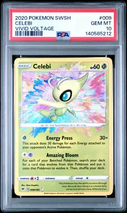 2020 POKEMON SWORD & SHIELD VIVID VOLTAGE #009 CELEBI PSA 10 - Image 1