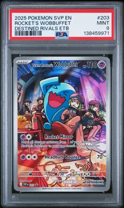 2025 POKEMON SVP EN-SV BLACK STAR PROMO #203 TEAM ROCKET'S WOBBUFFET PSA 9 - Image 1