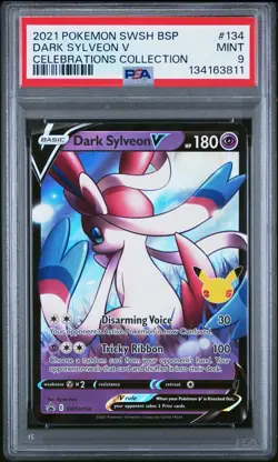 2021 POKEMON SWSH BLACK STAR PROMO CELEBRATIONS COLL #134 DARK SYLVEON V PSA 9 - Image 1