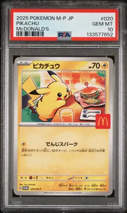 2025 POKEMON JAPANESE M-P PROMO MCDONALD'S #020 PIKACHU PSA 10 - Image 1