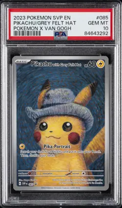 2023 POKEMON SVP EN-SV BLACK STAR PROMO #085 PIKACHU WITH GREY FELT HAT PSA 10 - Image 1