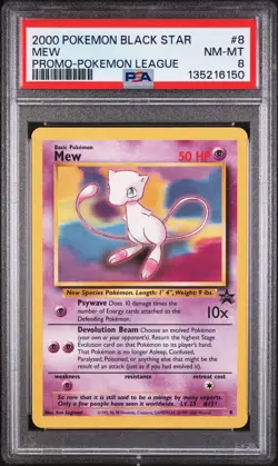 2000 POKEMON PROMO BLACK STAR POKEMON LEAGUE #8 MEW PSA 8 - Image 1