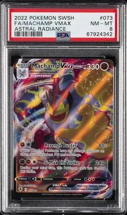 2022 POKEMON SWORD & SHIELD ASTRAL RADIANCE #073 FULL ART/MACHAMP VMAX PSA 8 - Image 1