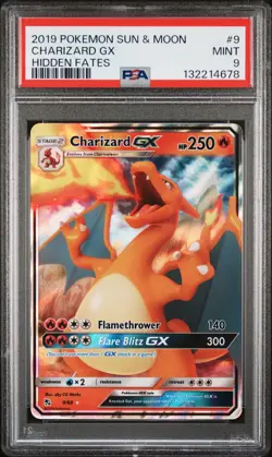 2019 POKEMON SUN & MOON HIDDEN FATES #9 CHARIZARD GX PSA 9 - Image 1