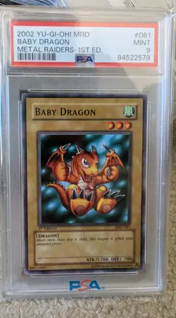PSA 9 Baby Dragon 1st Edition 2002 MRD-061 Yu-Gi-Oh! Mint English Graded - Image 1
