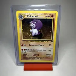 Poliwrath 9/75 Neo Discovery Unlimited Holo Swirl Vintage WOTC Pokemon Card - LP - Image 1