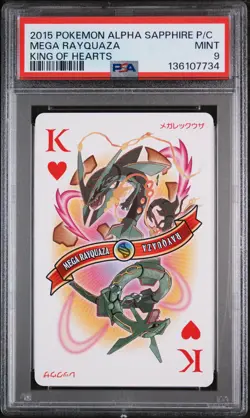 2015 POKEMON ALPHA SAPPHIRE PLAYING CARDS KING OF HEARTS MEGA RAYQUAZA PSA 9 - Image 1