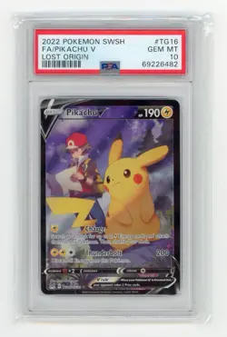 Pokemon 2022 SWSH FA/Pikachu V Lost Origin PA #TG16 PSA 10 GEM - Image 1