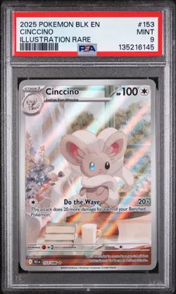 2025 POKEMON BLK EN-BLACK BOLT ILLUSTRATION RARE #153 CINCCINO PSA 9 - Image 1
