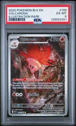 2025 POKEMON BLK EN-BLACK BOLT ILLUSTRATION RARE #100 VOLCARONA PSA 6 - Image 1