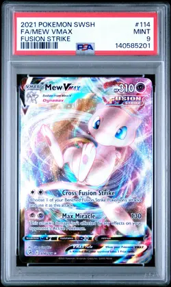 2021 POKEMON SWORD & SHIELD FUSION STRIKE #114 FULL ART/MEW VMAX PSA 9 - Image 1
