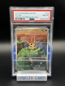 2025 Pokemon Unova Victini Promo Illustration Rare PSA 8 - Image 1
